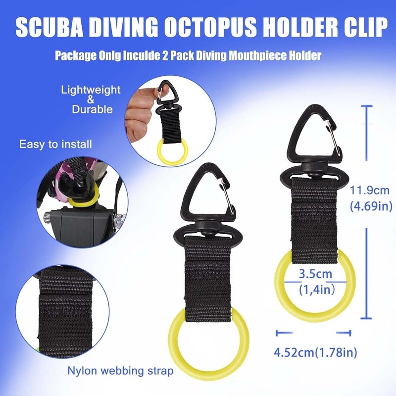 JUSTOOP Store Scuba Octopus Mouthpiece Holder,Silicone Octopus Holder for Scuba Diving 0cto Mouthpiece Keeper for 2nd Stage Regulator Octopus Retainer with Spring Clip,2 PCS,Green/Yellow - Image 4